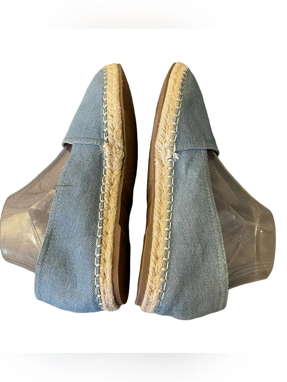 ESPRIT Wyoming Light Blue Chambray Denim Espadrilles Slip-On Shoes Jute Sole 9.5